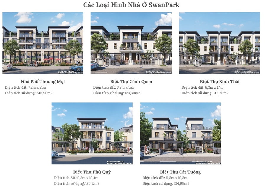 các loại hình nhà ở dự án swan park đông sài gòn nhơn trạch đồng nai