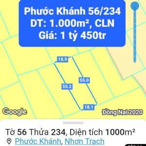 Phước Khánh, 1000m2 đất CLN đường 5m giá đầu tư