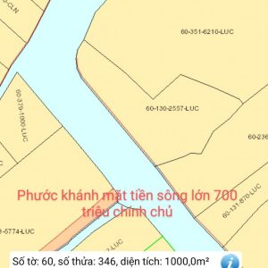 Phước Khánh, 1000m2 đất lúa mặt sông lớn giá cực rẻ
