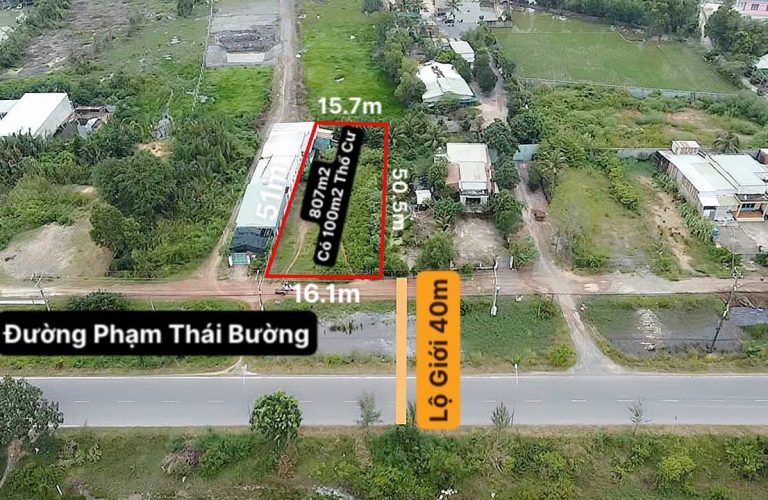 Phước Khánh, 807m2 đất CLN có 100m2 ONT mặt tiền đường Phạm Thái Bường (PK8/98)